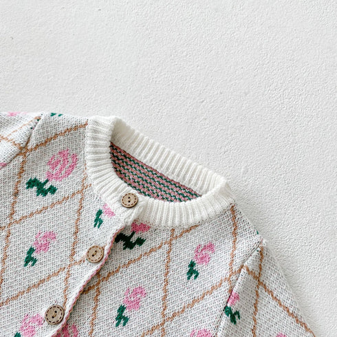 Small flower diamond rose ha coat two-piece jacket