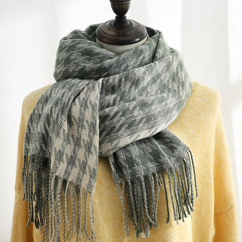 Fashion Plaid Scarf Sweet Cashmere Scarf Thickened Warm Shawl