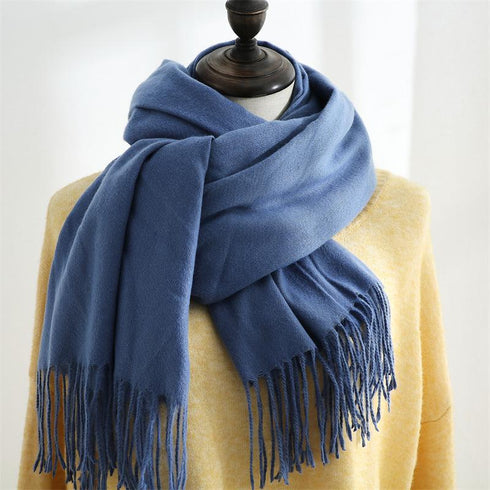 Solid color cashmere scarf fashion tassel scarf