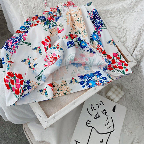 Girls Suspender Printed Dress 2022 Summer New Girls Loose Beach Dress