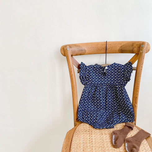 Baby polka dot flying sleeve ha coat baby cotton one-piece climbing suit