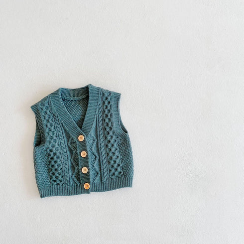 Baby Joker Cardigan Cotton Yarn Knitted Diamond Vest Jacket