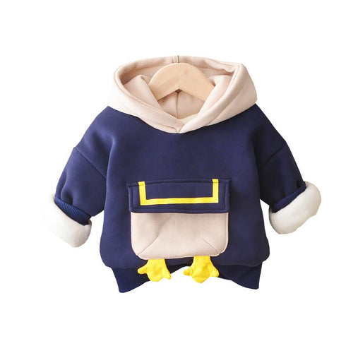 Autumn and winter boys plus velvet padded hooded coat
