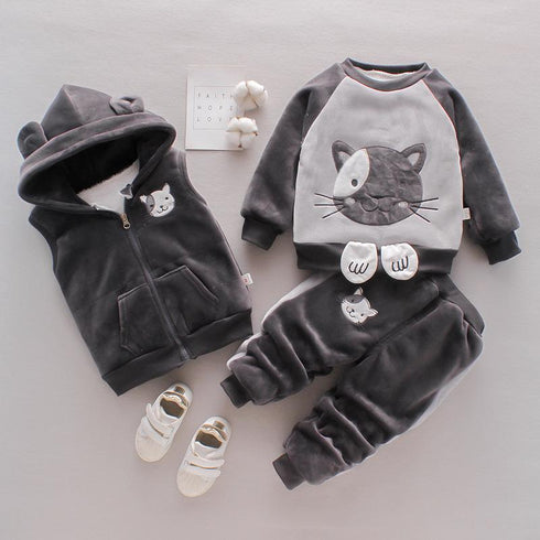 Winter plus velvet padded sweater three-piece set