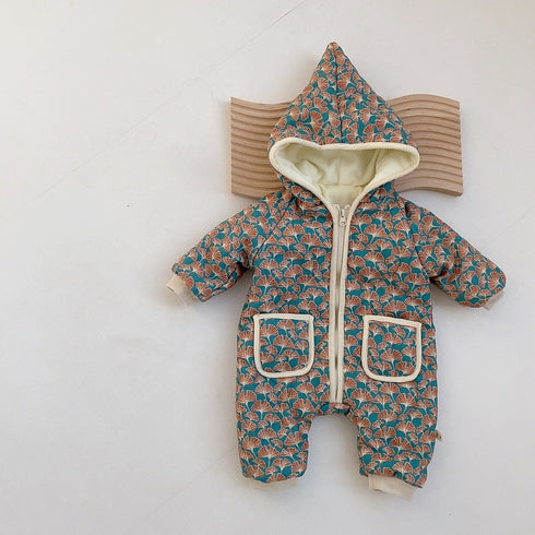Winter cotton-padded baby jumpsuit plus velvet winter cotton-padded jacket