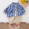 Spring and Autumn Boys Shirt Long Sleeve Three-Piece Set