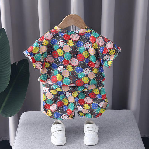 Boys' Summer Smiling Face Two-piece Set