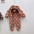 Winter baby wave plus velvet padded long sleeve climbing clothes baby warm jumpsuit
