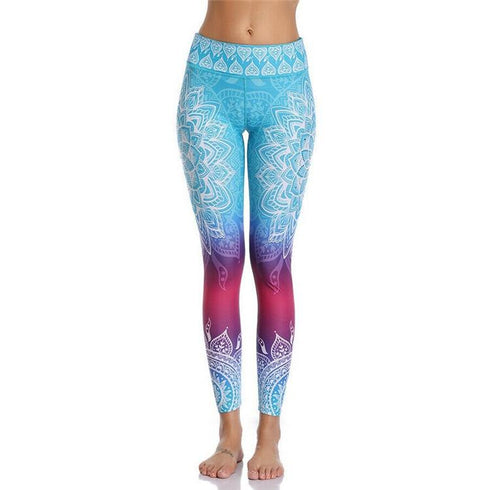 Peekabu Digital printing Sports Tights Stretch Fitness Pants High Waist Running Yoga Pants/Leggings