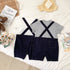 Infant children's clothing jumpsuit short sleeve fake two-piece halter strap climbing suit