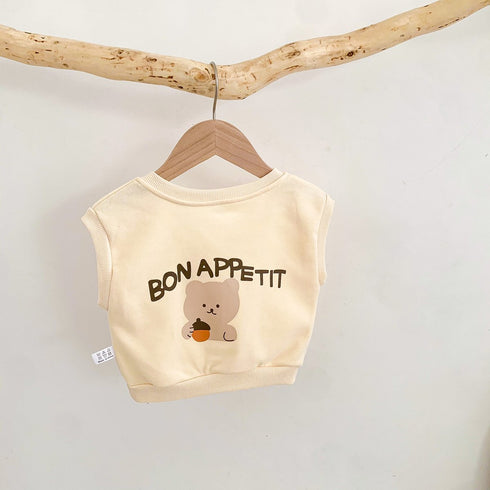 V-neck sleeveless vest baby striped cute bear waistcoat