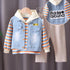 Three-piece set of denim waistcoat inside children's clothing stripes