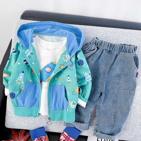 Boys spring and autumn suit set of three