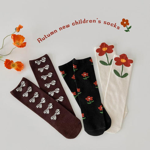 Bow flower baby socks color matching socks