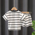 Children's T-shirt Striped Korean Crewneck Set