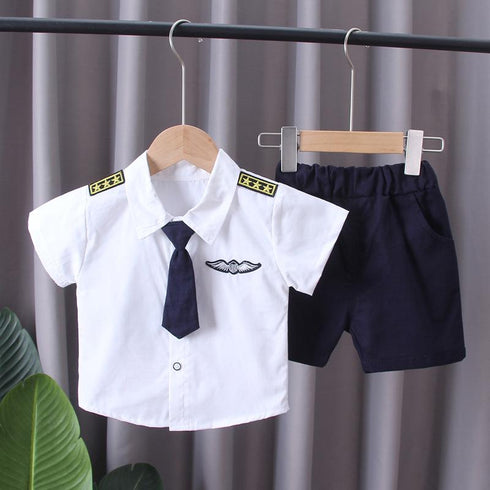 Boys short sleeve suit two-piece set
