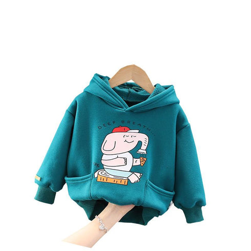 Boy's winter velvet hooded sweater