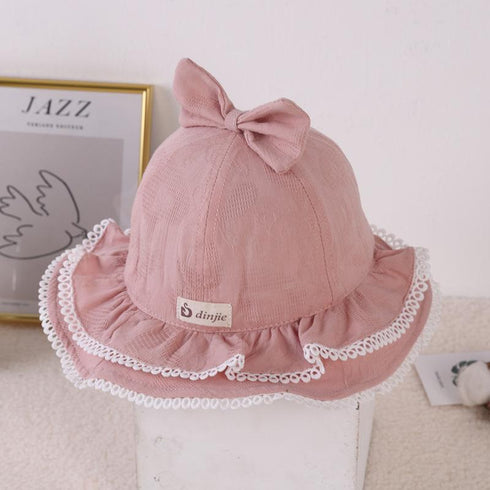 Children's Bow Sun Hat in Spring and Summer, Circumference 19 in