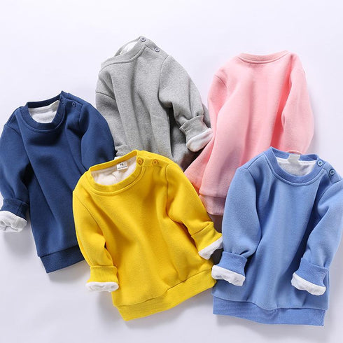 Boys And Girls With Velvet Sweatshirt Tops