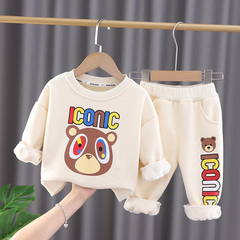 Autumn and winter children plus velvet vests pants set