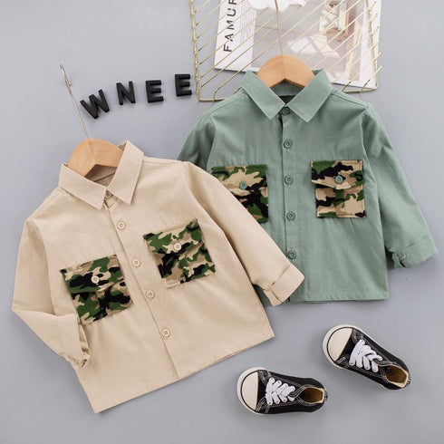 Spring and Autumn Children's Shirt Set Two-Piece Set