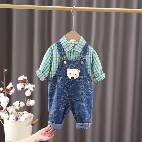 Plaid Shirt Bear Cowboy Straps Set