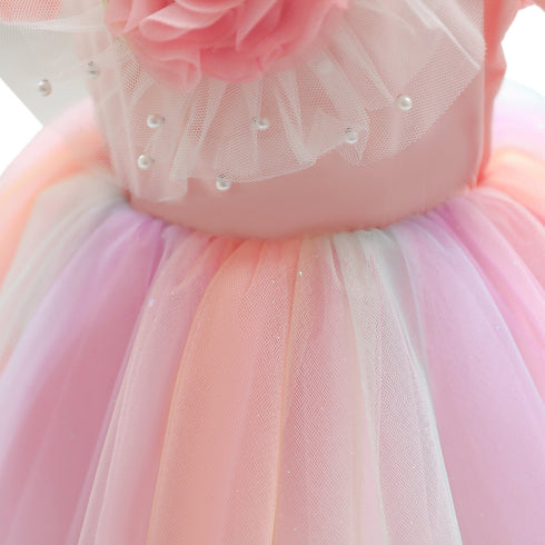 Girl's Dress Girl's Swan Rainbow Mesh Princess Dress