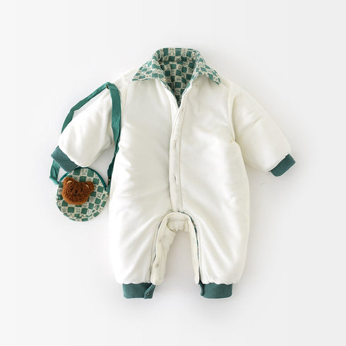 Baby cartoon plaid bear climbing suit for baby send backpack