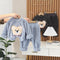 Autumn and winter boys plus velvet round neck long sleeve pajamas set two-piece set