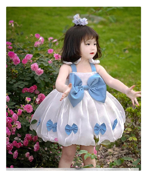 Girl's Bow Strap Dress Summer Girl's Summer Dress Paggy Princess Dress