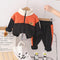 Autumn and winter boys plus velvet long sleeve suit two-piece set