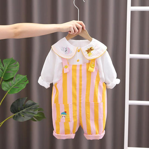 Spring and Autumn Girls Leisure Straps Two-Piece Set