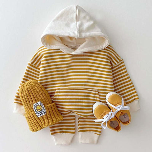 Spring and autumn striped casual sports suit sweater pants two-piece set