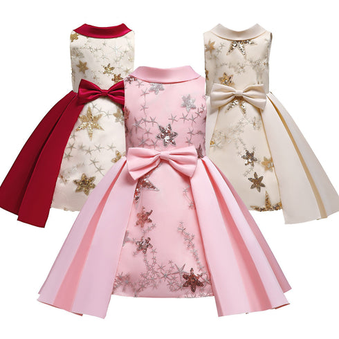 Girls' Dress Star Embroidered Sequin Princess Dress Dress Children's Dress