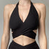 Solid Ring Cross-Neck Strap Halter Top