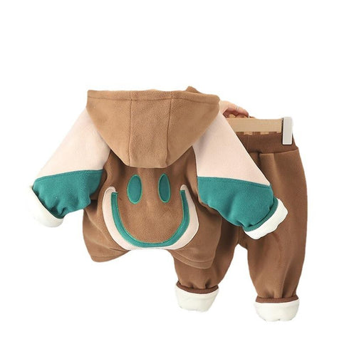 Winter children's padded sweater long sleeve three-piece set