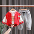 Boys winter plus velvet baseball suit sports pants set of three