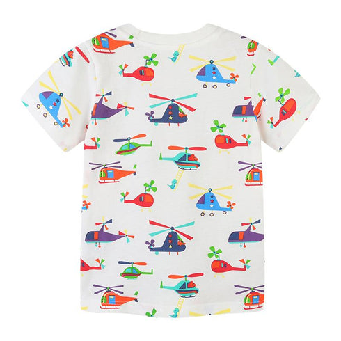 Summer Boys Helicopter Printed Short Sleeve