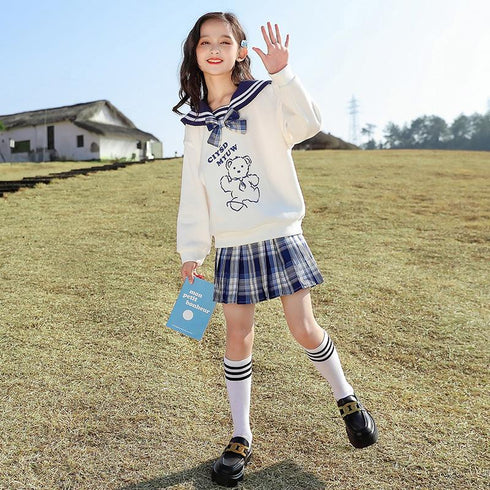 Children's Cartoon Sweater Skirt Two Piece Set