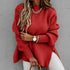 Autumn and winter half-height collar loose solid color long sleeve knit sweater