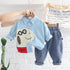 Dog Lapel Shirt Long Sleeve Suit Boy Baby Casual Denim Pants Two Piece Set