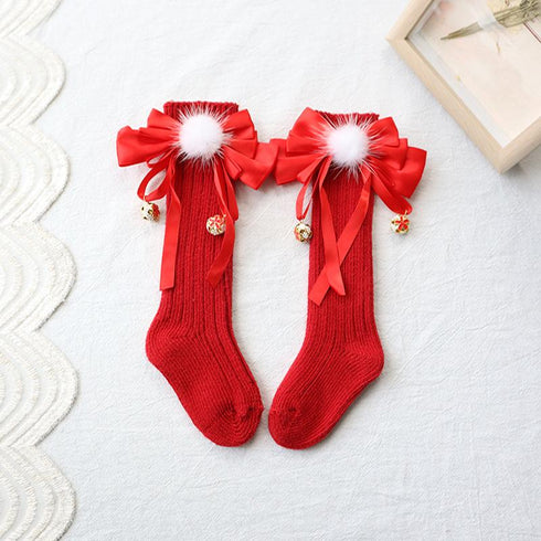 Christmas Socks Bow Thickened Wool Baby Socks Medium Socks