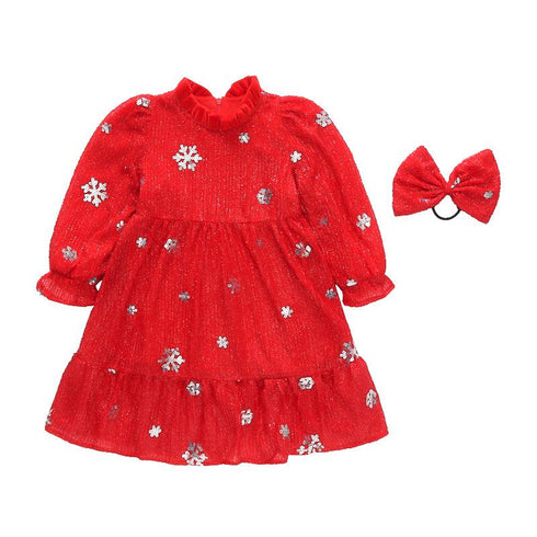 Festive New Year Christmas Girls Princess Dress Winter Plus Velvet Sequined Princess Dress