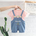 Cute Suspenders, Mesh Sleeves, Short Sleeves, Two-piece Set