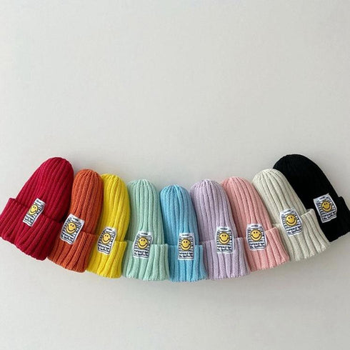 Baby patch smiley candy-colored wool hat smiley cone hat