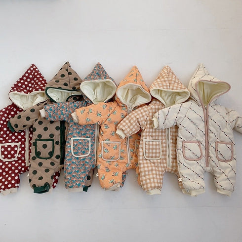 Winter cotton-padded baby jumpsuit plus velvet winter cotton-padded jacket