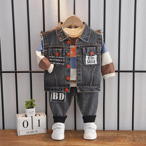 Boys spring and autumn suit set of three