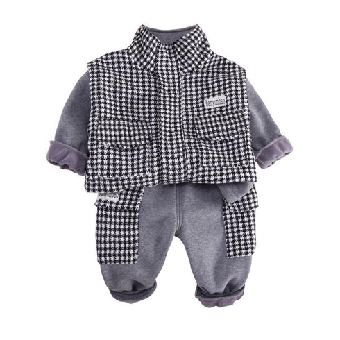 Autumn and winter boys with velvet suit two-piece suit