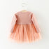 Autumn New Baby Girl Waist Flower Long Sleeve Dress Girl Mesh Princess Dress