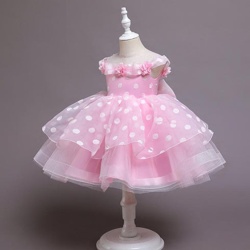 Princess Dress Wave Point Bow Full Dress